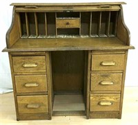 Late 1800's Wooden Roll-Top Desk