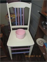 Handpainted Flower Pot Chair with Planter Pot