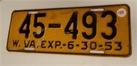 1953 West Virginia license plate.