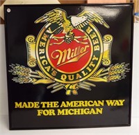 Miller America's Quality beer cardboard sign.