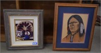 Framed Western Print and Framed Native American