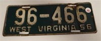 1956 West Virginia license plate.