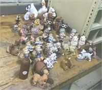 Figurines, resin, dogs, rabbits, raccoons