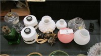 Lot of Small Oil Lamps~ Parts~Shades~Dallas 100 Yr