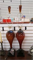 2 Tall Art Glass Lamps~ Very Nice