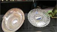 Silver Plate Footed Basket & Divided Dish