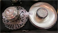 Silver Plate Lot~Coasters,Trivet,Dish More...