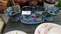 Lot Of Blue Carnival Glass