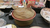 Pottery Duck Covered Dish