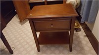 Modern Dark Wood Table with One Drawer & One Shelf