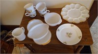 FireKing Relish Plate, Cupt & Bowl; Haviland Limog