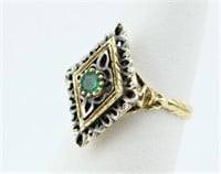 1930s-40 14K Gold Ring.Emerald.Size 6.25