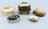 Group of Shell Boxes.Bowl.Etc