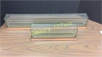Lot of two train track glass display cases the