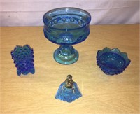 Vintage Blue Glass Set