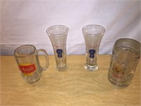 Pabst, Schmidt Beer Glass LOT of 4
