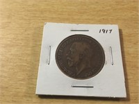 1917 Great Britain Large Penny in Case