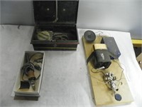 Telegraph key board, small  box with key