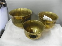 3 brass flower pots