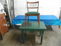 Painted drop leaf table and 1 chair