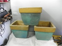 3 square flower pots
