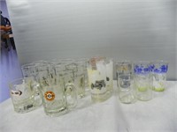 Qty glass tumblers, A&W mugs