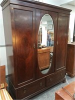 LARGE 19C FLAME MAHOGANY WARDROBE