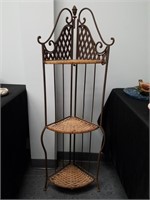 FOLDING METAL CORNER AND WICKER SHELVING UNIT