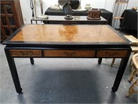 GORGEOUS LACQUERED BURL VENEER LUBRARY DESK