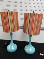 PAIR OF MID CENTURY MODERN BLUE LAMPS