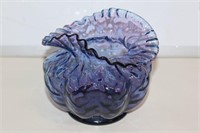 Ruffled Edge plum Glass Vase