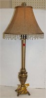 Candlestick Lamp with Beaded Shade