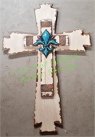 Wooden Fleur De Lis Cross (New)