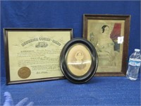 1923 law diploma & 2 other old pictures