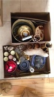 Box of brass pcs, candleholders, religious items