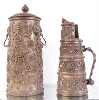 Tibetan covered jar and Pitcher