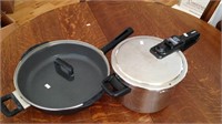 T-fal pressure cooker, frying pan with lid, in