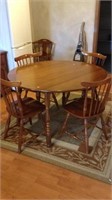 48 inches wide table with 4 chairs, 2 leaves