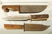 Three Frontier Bowie  Knives