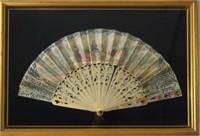 Antique French  fan - cased in shadowbox