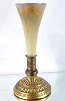 Antique Favrile glass vase w brass pedestal