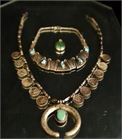 Antique pawn Navajo necklace, turquoise