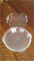 3 pieces of pyrex, two pie plates, 8 x 8 pan