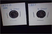 1854o and 1857 Seated Half Dimes