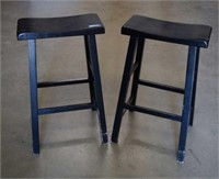 Two Painted Wooden Bar Stools