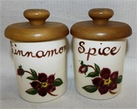 Pair Of Hand Decorated California Spice Jars