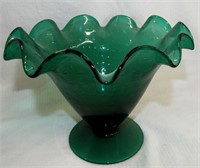 Pilgrim Glass Green Footed Vase