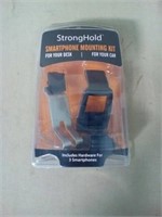 Stronghold smartphone mounting kit for desk or car