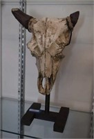 Decorative Faux Cow Skull on Stand