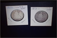 1856 and 1858o Seated Half Dollars